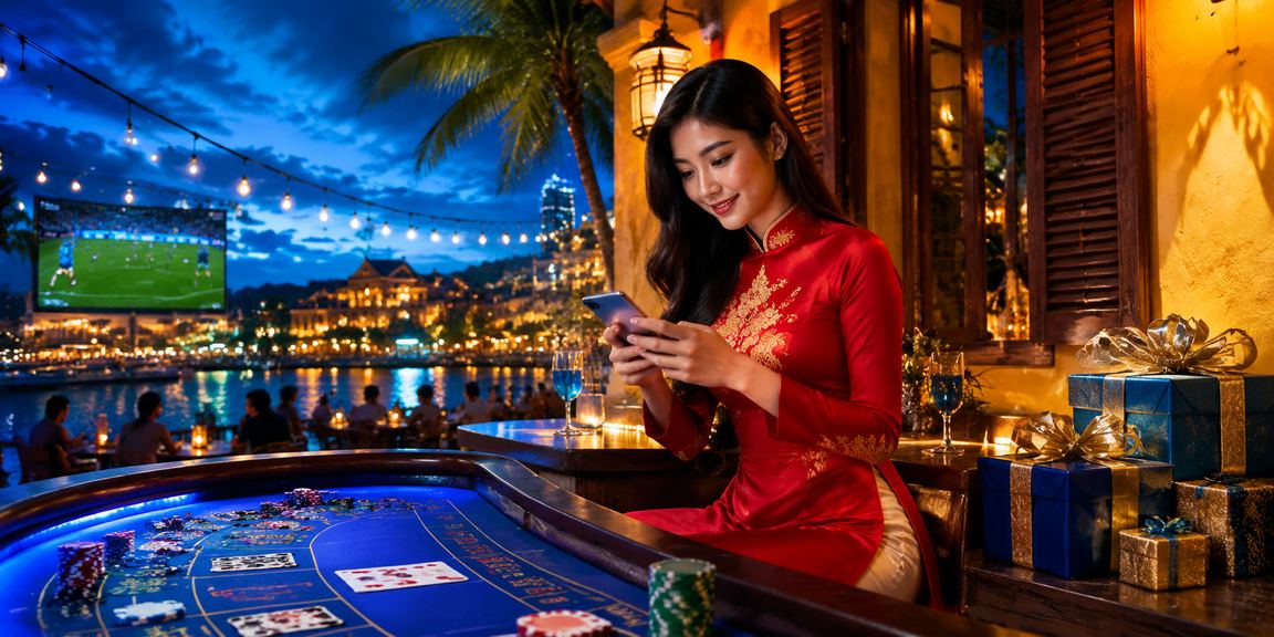 Người chơi thưởng thức baccarat live casino phong cách Hội An